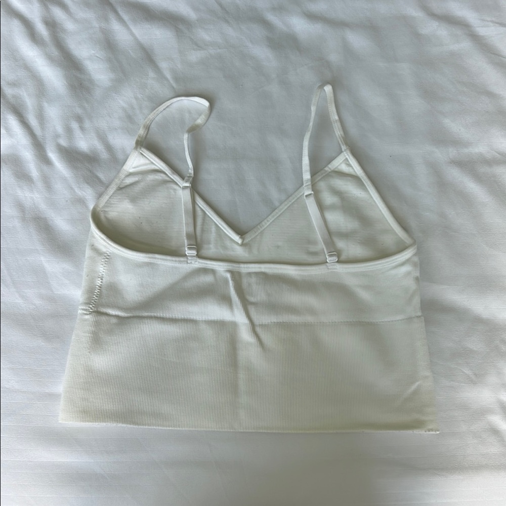 White Ribbed Crop Top - Picture 2 of 3